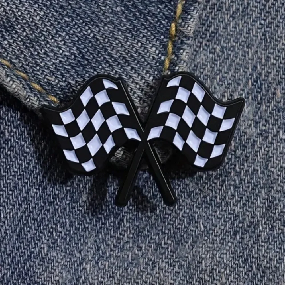 3/$25 Checkered Flags Pin Badge Brooch Unisex Racing Finish Line Flags
